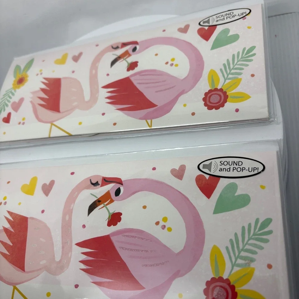2‎ Valentines Day Cards Up With Paper Panoramics Pop Up Card Flamingos